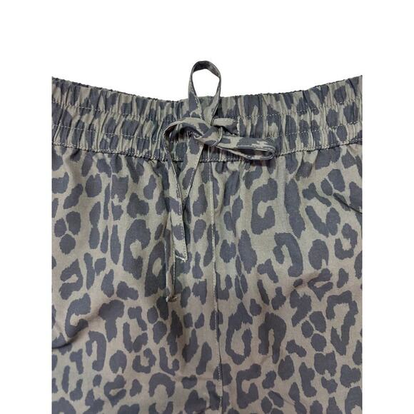 Half Moon Women's Medium Athletic Shorts, Green and Black Leopard Print, Running - Picture 2 of 4